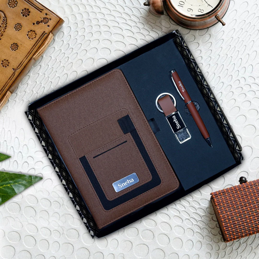 Corporate Gift Combo - Elegant Pocket Diary with Pen & Keychain Corporate Gift Combo - Elegant Pocket Diary with Pen & Keychain